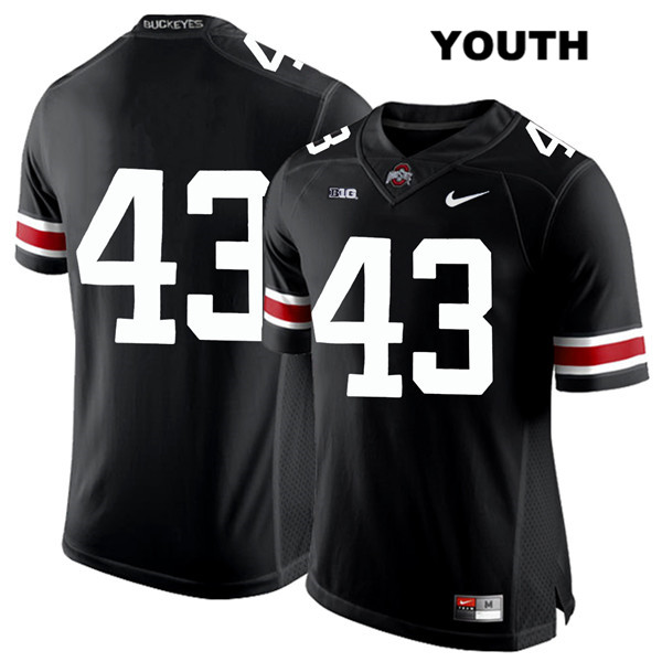 Ohio State Buckeyes Youth Ryan Batsch #43 White Number Black Authentic Nike No Name College NCAA Stitched Football Jersey WU19A20PY